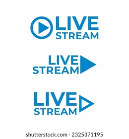 blue set design live stream symbol design template, social media live streaming blue logo on air vector, on air tv show element design with play icon, social media element design