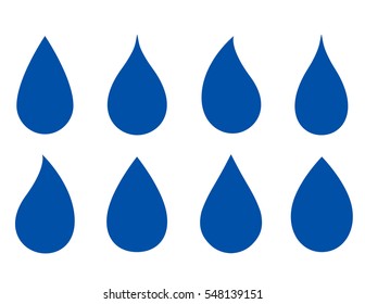 blue set of drop silhouettes on white background