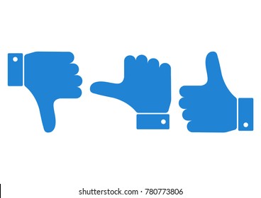 Blue set of hand with the thumb. Vector illustration.
