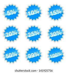 Blue set of icons with percent for your design