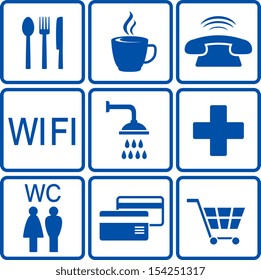 blue set of road icons in frame