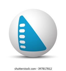 Blue Set Square icon on sphere on white background