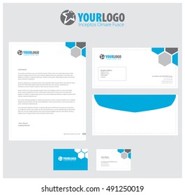 Blue  set of vector corporate identity templates. Modern business stationery design