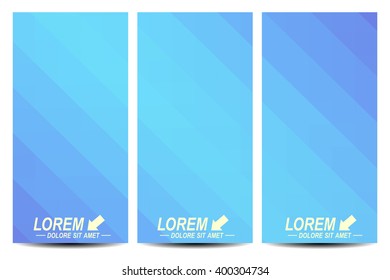 Blue set of vector flyers. Background with light blue triangles. Flyer. web. banner. certificate. gift. Modern business stylish design.
