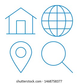 Blue set of web icons, line art. Vector illustration
