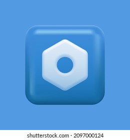 Icono de configuración azul. Diseño 3D para botón aislado. Ilustración del vector