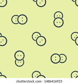 Blue Sewing button for clothes icon isolated seamless pattern on white background. Clothing buttons.  Vector Illustration