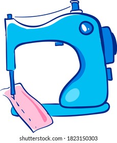 Blaue Nähmaschine, Illustration, Vektorgrafik auf weißem Hintergrund
