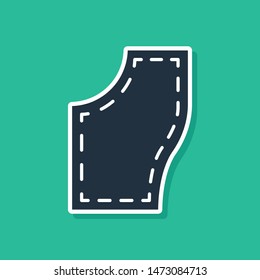 Blue Sewing Pattern icon isolated on green background. Markings for sewing.  Vector Illustration