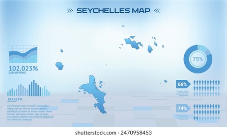 Blue Seychelles Map with States, Political Seychelles infographic map vector illustration