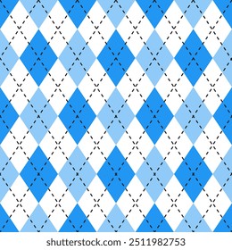 Blauschattiertes Argyle-Muster. Argyle-Vektormuster. Argyle-Muster. Nahtloses geometrisches Muster für Kleidung, Papier, Hintergrund, Hintergrund, Geschenkkarte, Pullover.