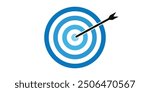 Blue shade bullseye dart target icon. Dart target goal marketing sign. Arrow dart logo vector. Winner dart sign.