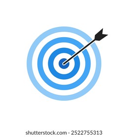 Blue shade bullseye dart target icon. Dart target goal marketing sign. Arrow dart logo vector. Winner dart sign.