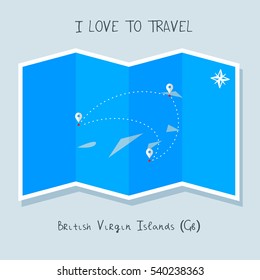 A blue shade Map with map pin of the British Virgin Islands . Sketch Country map for infographics, brochures and presentations. vector sky blue map illustration