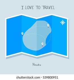 A blue shade Map with map pin of the Nauru . Sketch Country map for infographics, brochures and presentations. vector sky blue map illustration