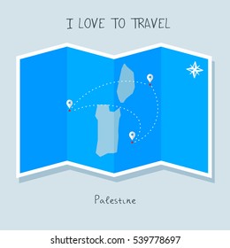 A blue shade Map with map pin of the Palestine . Sketch Country map for infographics, brochures and presentations. vector sky blue map illustration