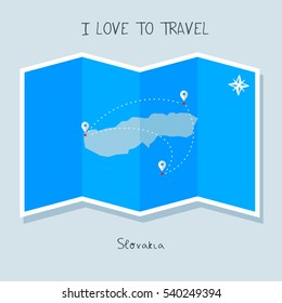 A blue shade Map with map pin of the Slovaika . Sketch Country map for infographics, brochures and presentations. vector sky blue map illustration