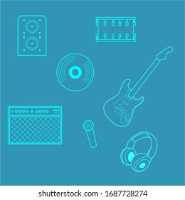Blue shade Music pattern and logo equipment.