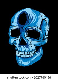 blue shade skull illustration hand drawn