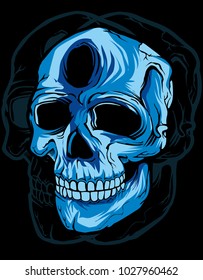 blue shade skull illustration hand drawn