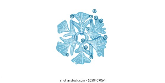 Copo de nieve azul sombreado con elementos transparentes aislados en fondo blanco. Símbolo de vacaciones e invierno. Bonito elemento decorativo. Feliz Navidad y diseño de año nuevo.