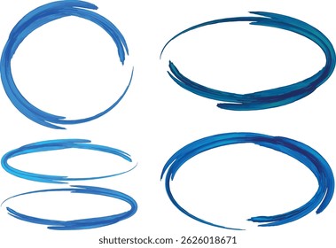 blue shades colorful art decorative outline circle ovals set