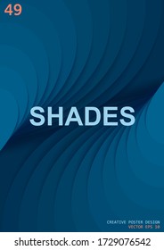 Blue shades. Creative 3D layered space with a perspective in depth. Muted blue tones gradation in stepped elements. Vector poster