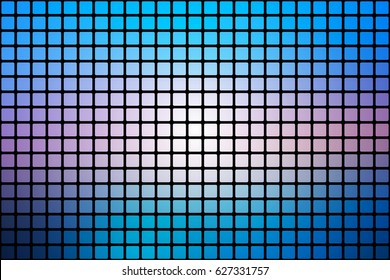 Blue shades pink vector abstract mosaic background with rounded corners square tiles over black