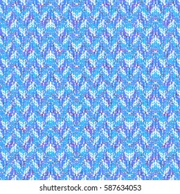 Blue shades sweater with geometric pattern. Abstract vector.
