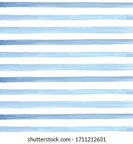 Blue Shades Watercolor Brush Stripes.