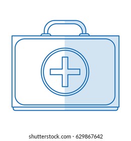 blue shading first aid kit with symbol cross