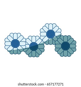 blue shading silhouette of abstract sunflowers pattern multicolor vector illustration