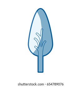 blue shading silhouette of abstract tree with foliage in shape oval vector illustration