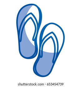 blue shading silhouette of beach flip-flops vector illustration