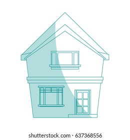 blue shading silhouette cartoon facade irregular structure house