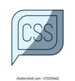 blue shading silhouette dialogue square with tail with css symbol vector illustration