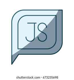 blue shading silhouette dialogue square with tail with js symbol vector illustration