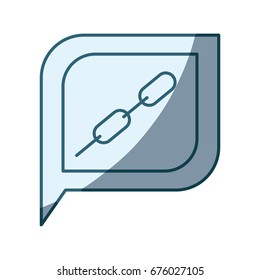 blue shading silhouette dialogue square with tail with chain link symbol vector illustration