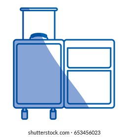 blue shading silhouette of empty traveler suitcase vector illustration