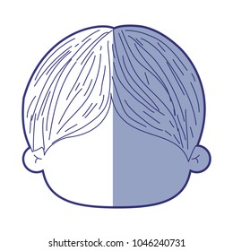 blue shading silhouette of faceless head of little boy with short hair
