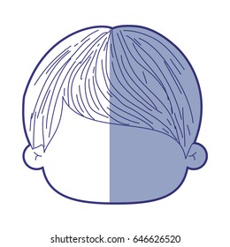 blue shading silhouette of faceless head of little boy with short straight hair vector illustration