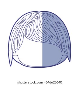 blue shading silhouette of faceless head of little kid with short hair vector illustration