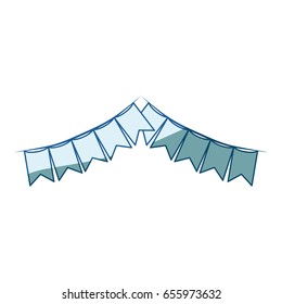 blue shading silhouette of festoons in shape of square with peaks vector illustration