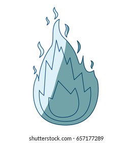 blue shading silhouette of flame icon vector illustration