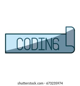 blue shading silhouette label text of coding vector illustration
