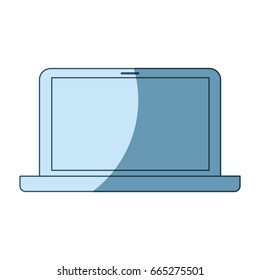 blue shading silhouette of laptop computer vector illustration