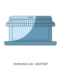 blue shading silhouette of laptop computer online store vector illustration