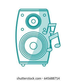 blue shading silhouette of loudspeaker in wood box