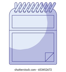 blue shading silhouette of notepad with spiral vector illustration