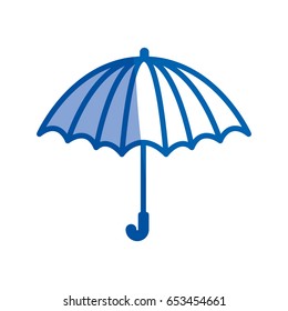 blue shading silhouette of opened umbrella vector illustration